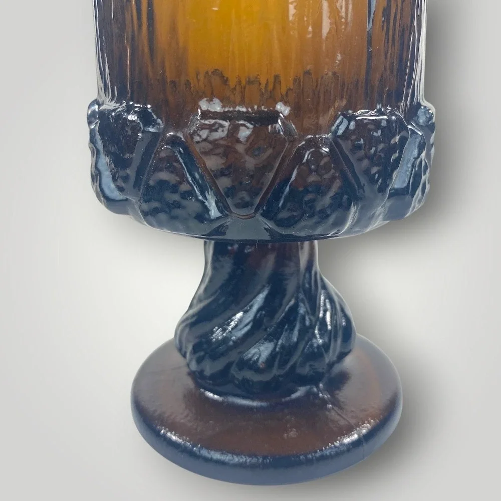 Fostoria Sorrento Brown Glass Water Goblets Set of 6 Vintage 1970s